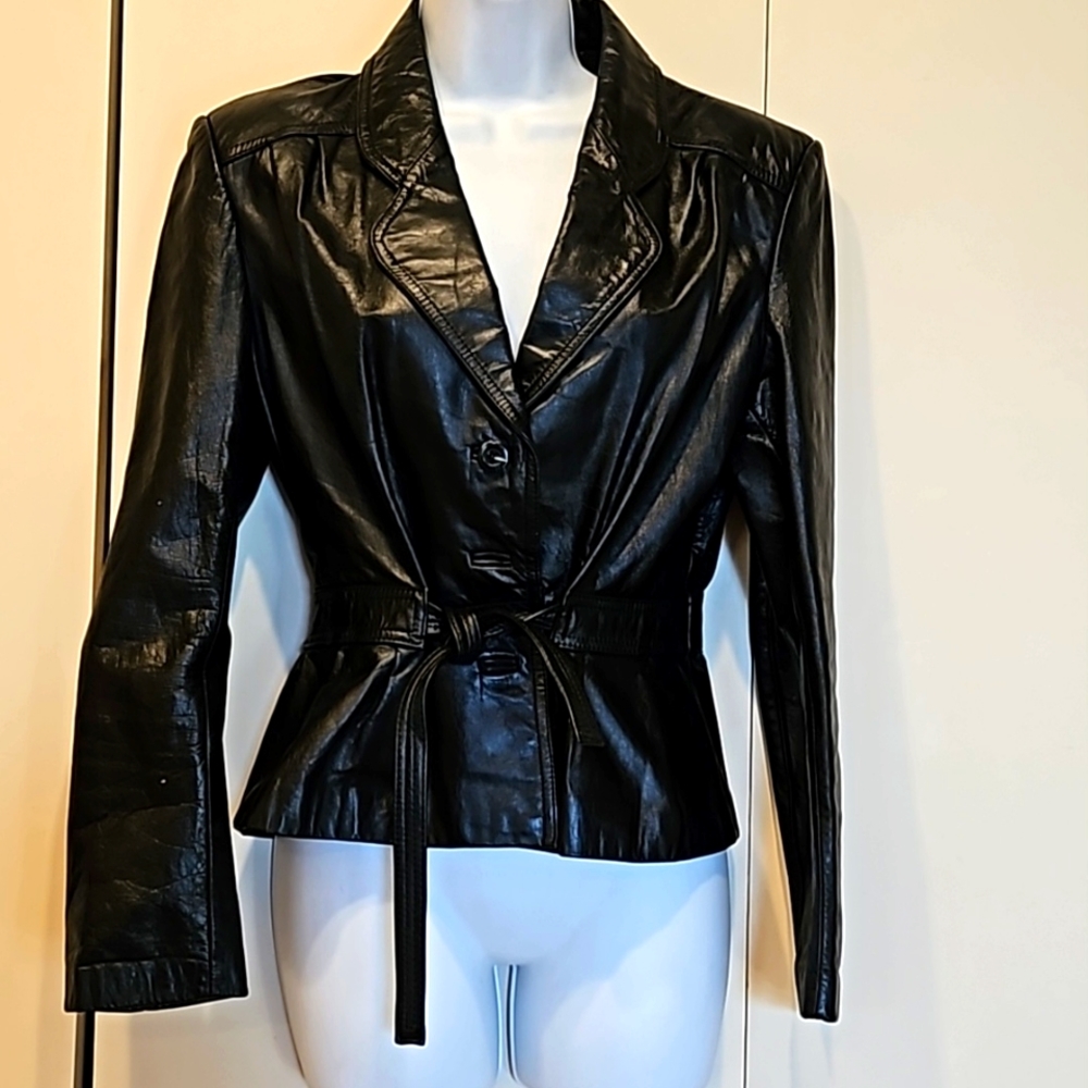 Vintage 80’s  Fit  Leather Jacket Size 11-12